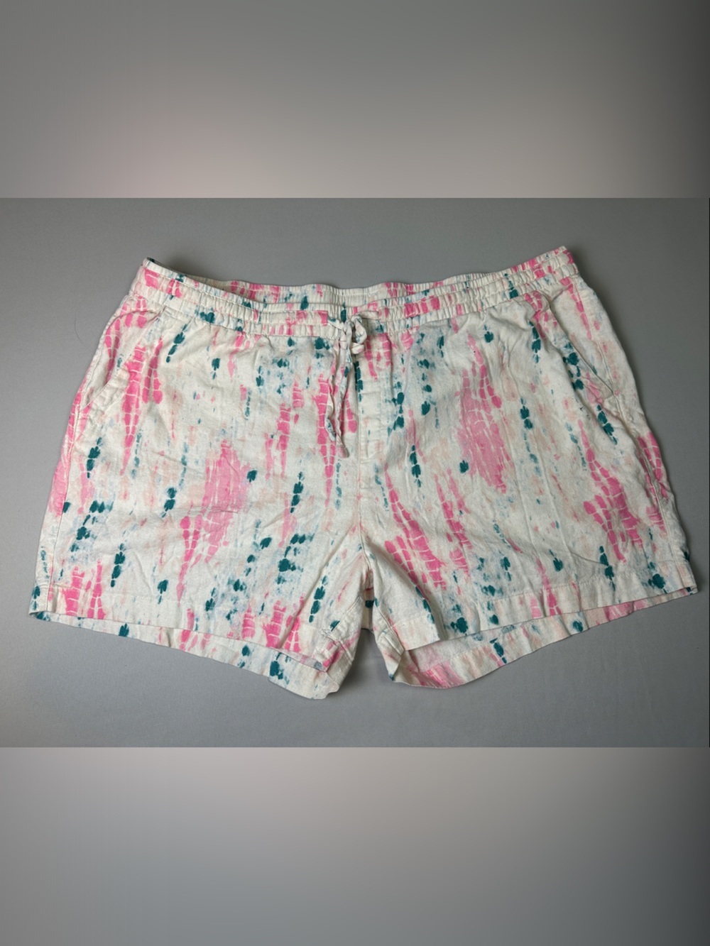 Old Navy XXL Women’s Shorts Pink Teal Tie Dye Lounge Drawstring Pockets